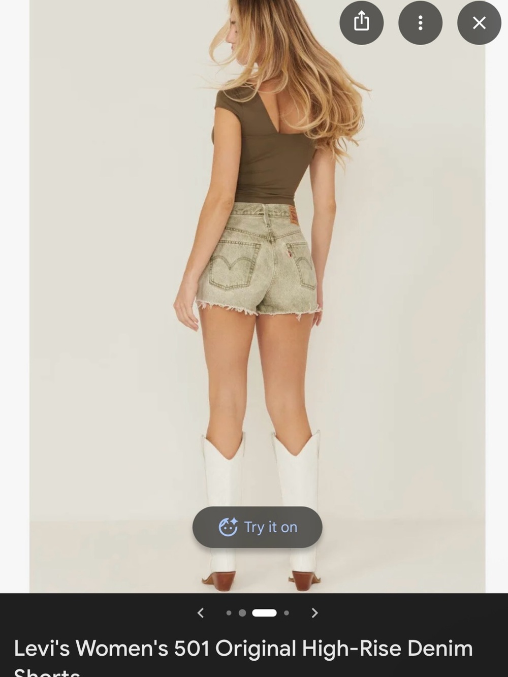 Levi's High-Rise Denim Shorts in Faded Olive